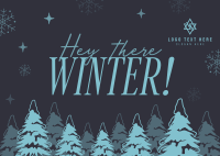 Hey There Winter Greeting Postcard