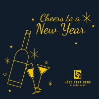 New Year Cheers Linkedin Post Design