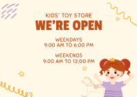 Toy Shop Hours Postcard