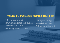 Ways to Manage Money Postcard