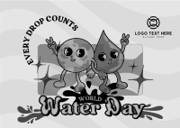 Cartoon Water Day Postcard