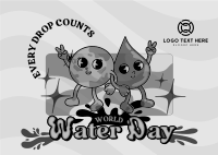 Cartoon Water Day Postcard Design