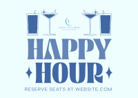 Cocktail Happy Hour Postcard Design