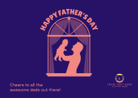 Father & Child Window Postcard