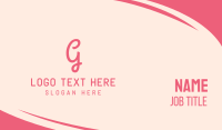 Pink Feminine Letter G Business Card