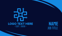 Blue Circuit Pattern Business Card Design