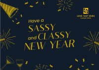 Sassy New Year Spirit Postcard