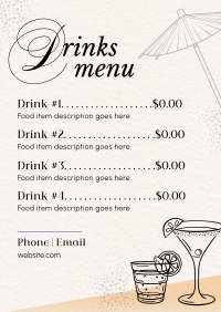 Luxurious Beverage Bar Menu