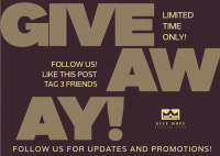 Minimalist Limited Time Giveaway  Postcard