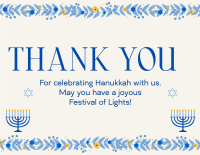 Floral Hanukkah Thank You Card