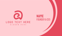 Curvy Pink Letter A Business Card