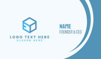 Blue Cube Box Letter E Business Card