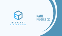 Blue Cube Box Letter E Business Card