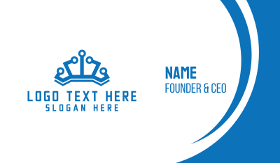 Blue Technological Crown Business Card
