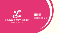 Pink Fancy Script Letter L Business Card Design