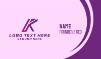 Gradient Purple Tech Letter K Business Card