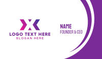 Purple Gradient Letter X Business Card