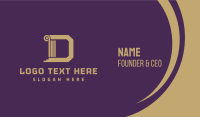 Golden Letter D Business Card Design