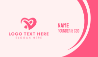 Modern Pink Heart Business Card