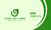Green Eco Leaf Letter E Business Card Design