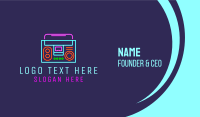 Neon Music Stereo Boombox Business Card