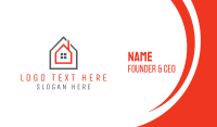 Grey Red Frame House Business Card Design