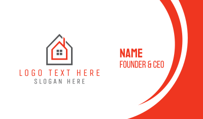 Grey Red Frame House Business Card