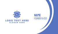Geometric Blue Emblem Business Card