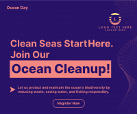 Ocean Day Clean Up Minimalist Facebook Post