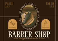 Rustic Barber Shop Postcard