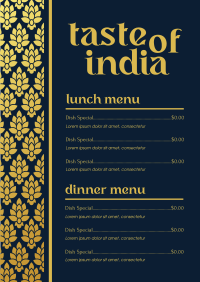 Taste of India Menu