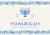 Floral Hanukkah Postcard