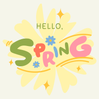 Playful Hello Spring Linkedin Post Design