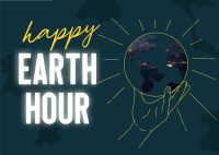 Happy Earth Hour Postcard Design