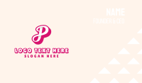 Pink Cursive Letter P Business Card Design