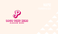 Pink Cursive Letter P Business Card