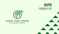 Green Organic Plant Letter M Business Card Design