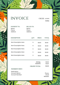 Tropical Abstract Leaves Invoice