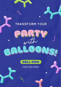 Quirky Party Balloons Poster Design