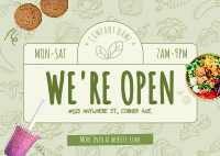 Vegan Monoline  Now Open Postcard