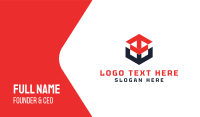 Red Blue Arrow Cube Business Card Design