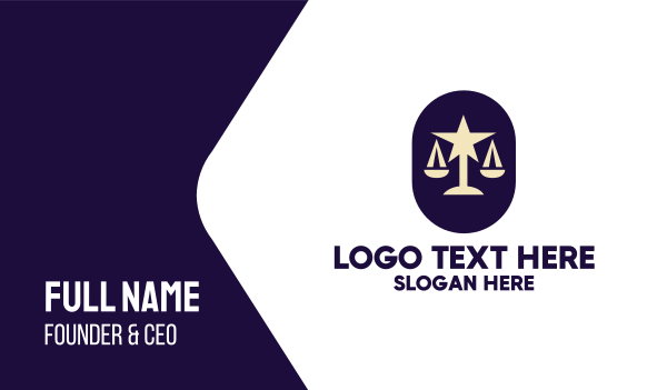 Legal Lawyer Scales Star Business Card Design