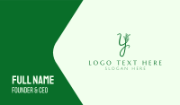 Natural Elegant Letter Y Business Card