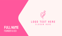 Pink Flamingo Heart Business Card