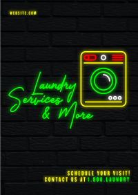 Neon Laundry Shop Poster