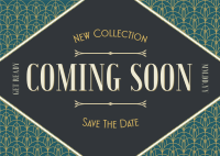 Art Deco Coming Soon Postcard Design