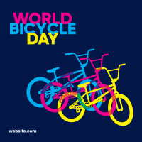 World Bicycle Day CMYK Instagram Post Design