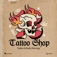 Traditional Skull Tattoo Instagram Post