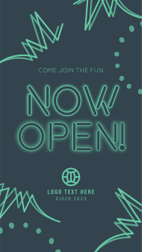 Now Open Neon Lights Instagram Story Design