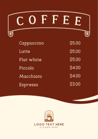 Artisan Coffee Menu